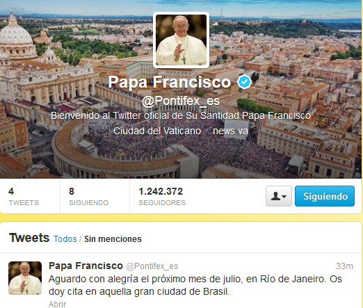 Después de Misa, el papa Francisco escribió un tuit