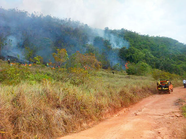 Bomberos se enfocan en apagar llamas más cercanas al Salto Ángel