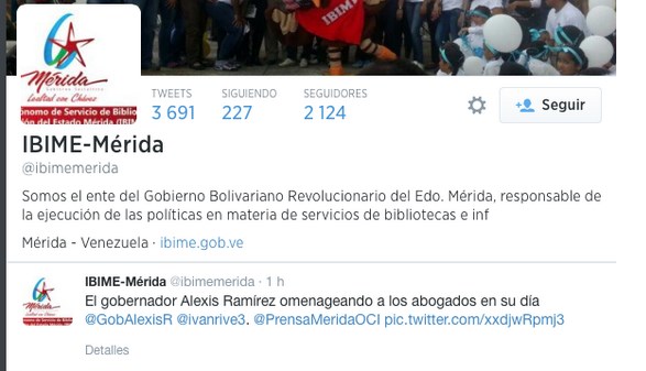 Ente bolivariano encargado de las bibliotecas en Mérida tuitea la palabra  “omenageando”