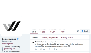Germanwings cambió su perfil en Twitter