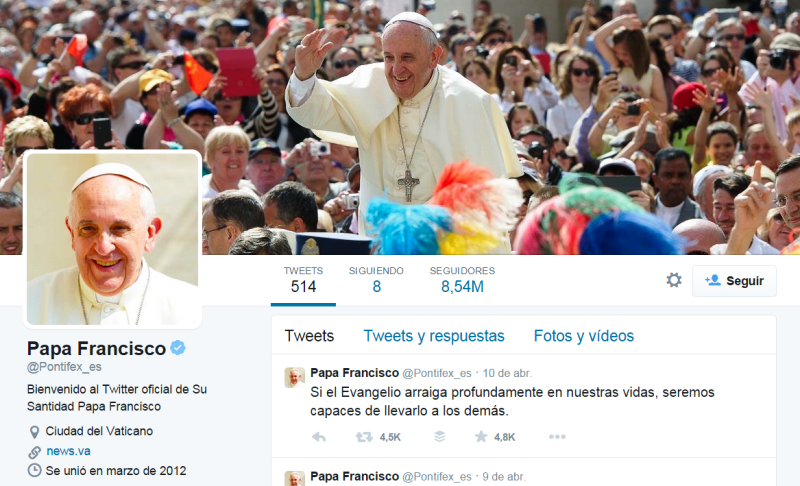 Papa Francisco supera los 20 millones de seguidores en Twitter