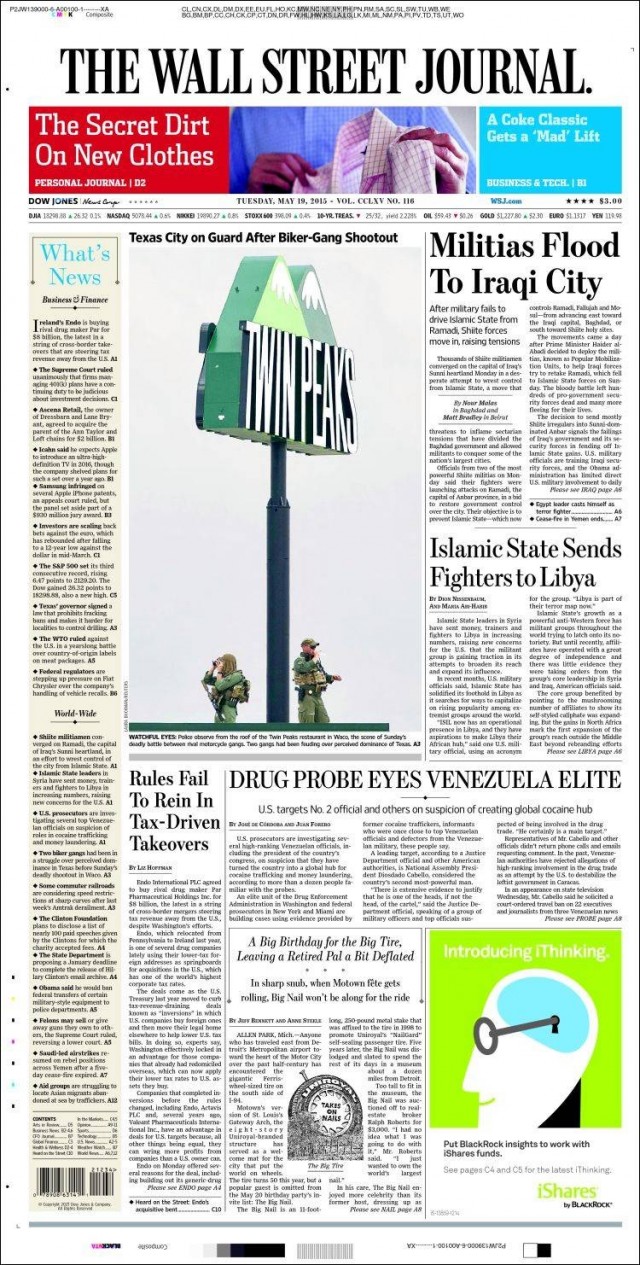 La polémica portada de Wall Street Journal de hoy, 19 de mayo de 2015