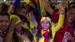 Hinchas colombianos celebraron la victoria ante Brasil (Video)