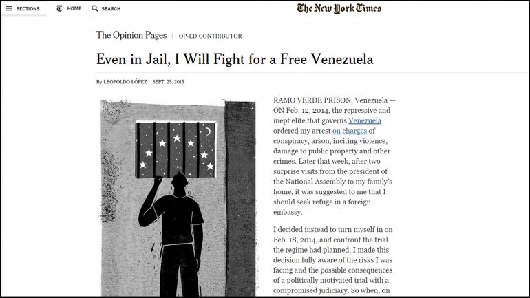 La columna de Leopoldo López en The New York Times: No podemos nosotros solos