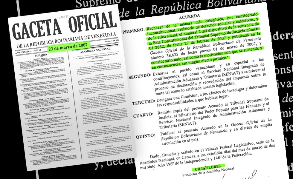 En 2007 la Asamblea Nacional acordó dejar “sin ningún efecto jurídico” sentencia del TSJ (documentos)