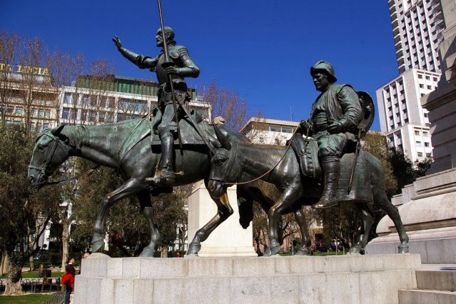 Imagen de la escultura de Don Quijote de la Mancha en Plaza España, Madrid. Foto: Archivo