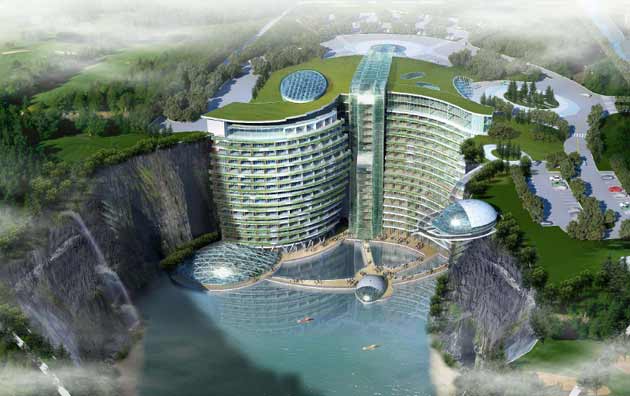 Diseño del futuro InterContinental Songjiang Quarry Hotel.