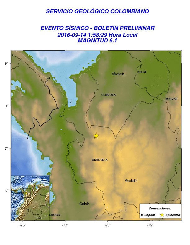 Fuerte sismo de magnitud 6,1 al noroeste de Colombia se sintió en Táchira