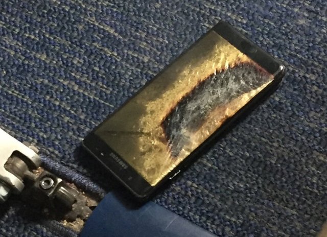The burned Samsung Note 7 smartphone belonging to Brian Green is pictured in this undated handout photo obtained by Reuters October 6, 2016. Brian Green/Handout via REUTERS