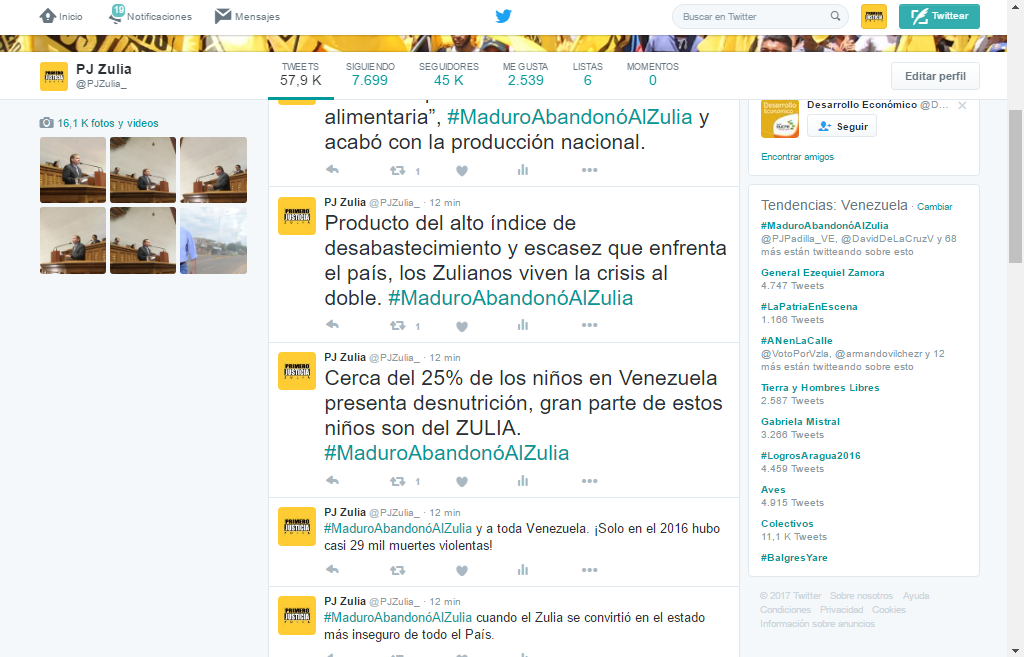 #MaduroAbandonóAlZulia se convierte en tendencia nacional en twitter