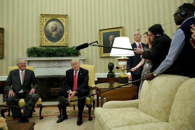 U.S. President Donald Trump meets with Peru's President Pedro Pablo Kuczynski at the White House in Washington, U.S., February 24, 2017. REUTERS/Yuri Gripas