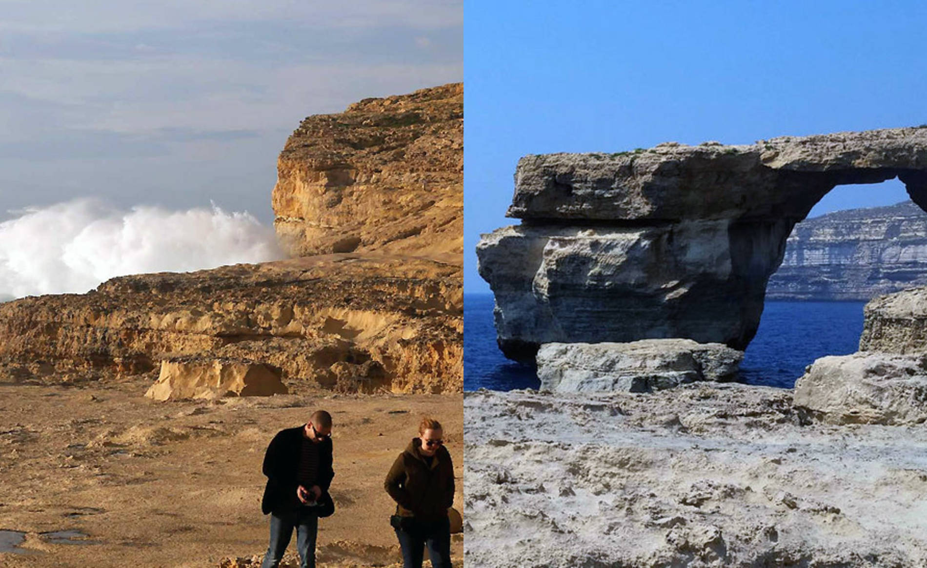 ¡Desgarrador! La emblemática Ventana Azul de Malta colapsó (Video)