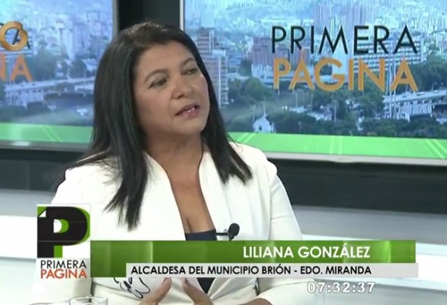 Liliana González, alcaldesa del municipio Brión, estado Miranda / Foto captura tv