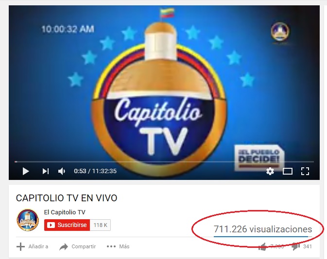 Con más de 710 mil visualizaciones, Capitolio TV rompió récord de sintonía el #16Jul