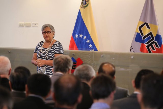 Tibisay Lucena ofrece rueda de prensa este 12 de julio de 2017. Foto: @VTVcanal8 