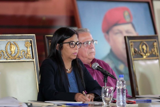 National Constitutional Assembly's President Delcy Rodriguez and Second Vice President Isaias Rodriguez attend a session of the assembly at Palacio Federal Legislativo in Caracas, Venezuela August 5, 2017. REUTERS/Marco Bello