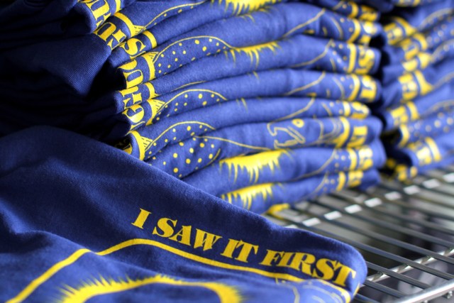 FILE PHOTO - In preparation for the Solar Eclipse, t-shirts commemorating the day are shown in Depoe Bay, Oregon, U.S. on August 9, 2017.  REUTERS/Jane Ross/File Photo