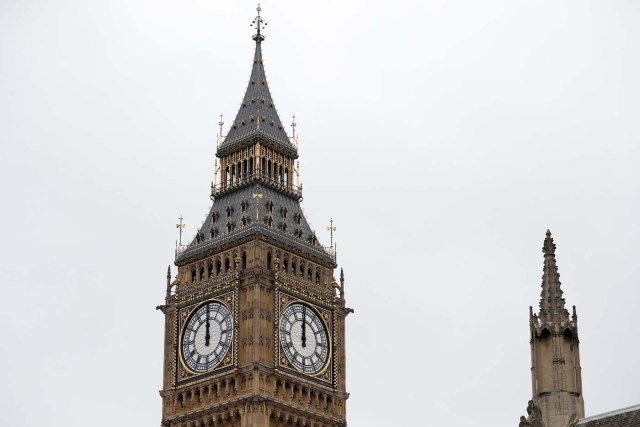 The 'Big Ben' bell chimes for the last time in four years ahead of restoration work on the Elizabeth Tower, which houses the Great Clock and the 'Big Ben' bell, at the Houses of Parliament in London, Britain August 21, 2017. REUTERS/Peter Nicholls