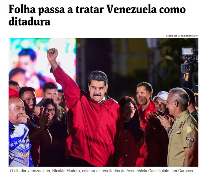 Folha de S.Paulo pasa a denominar a Venezuela como “dictadura” y a Maduro “dictador”