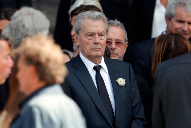 French actor Alain Delon attends the funeral ceremony of late actress Mireille Darc at the Saint-Sulpice church in Paris, France, September 1, 2017. REUTERS/Charles Platiau