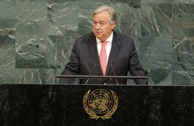 United Nations Secretary General Antonio Guterres addresses the 72nd United Nations General Assembly at U.N. headquarters in New York, U.S., September 19, 2017. REUTERS/Lucas Jackson