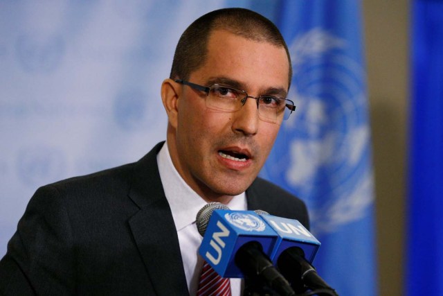 Venezuela's Foreign Minister Jorge Arreaza speaks during a press conference on the sidelines of the 72nd United Nations General Assembly at U.N. Headquarters in Manhattan, New York, U.S., September 19, 2017. REUTERS/Brendan McDermid