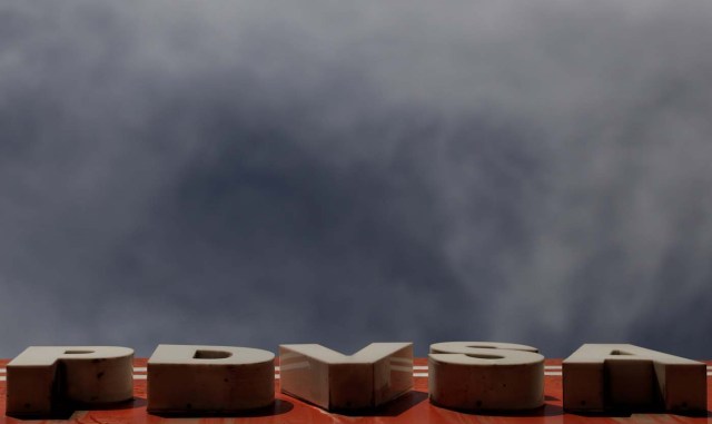 The corporate logo of the state oil company PDVSA is pictured at a gas station in Caracas, Venezuela, October 10, 2017. Picture taken October 10, 2017. REUTERS/Ricardo Moraes