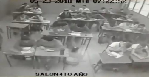 EN VIDEO: La reacción de un salón de clases ante el sismo en Valencia