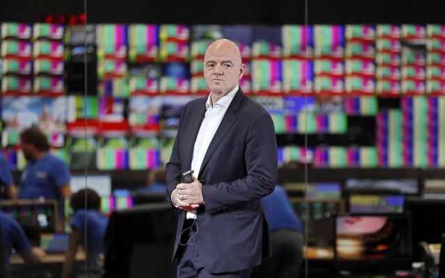 KOCH14. Moscow (Russian Federation), 09/06/2018.- FIFA President Gianni Infantino attends the official opening of the 2018 World Cup International Broadcast Centre (IBC) in Moscow, Russia, 09 June 2018. The FIFA World Cup 2018 will take place in Russia from 14 June until 15 July 2018. (Mundial de Fútbol, Abierto, Moscú, Rusia) EFE/EPA/YURI KOCHETKOV