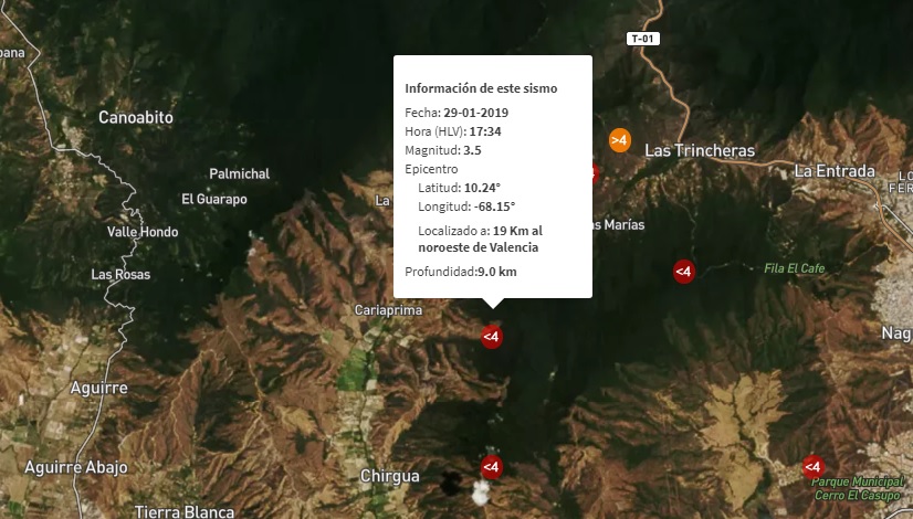 Sismo de magnitud 3.5 se registró al noroeste de Valencia #29Ene