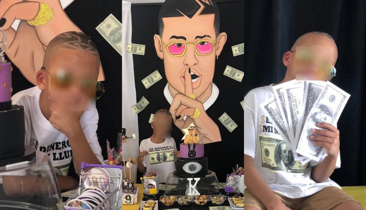 ¿Dejarías a tu hijo hacer esto? Niño celebró su fiesta de cumpleaños al mejor estilo de Bad Bunny