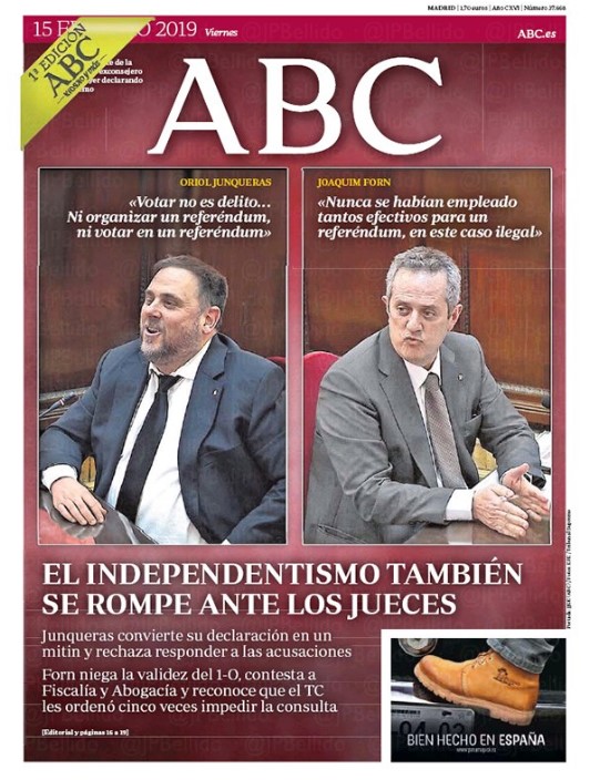 Portadas de la prensa internacional de este virnes 15 de febrero de 2019