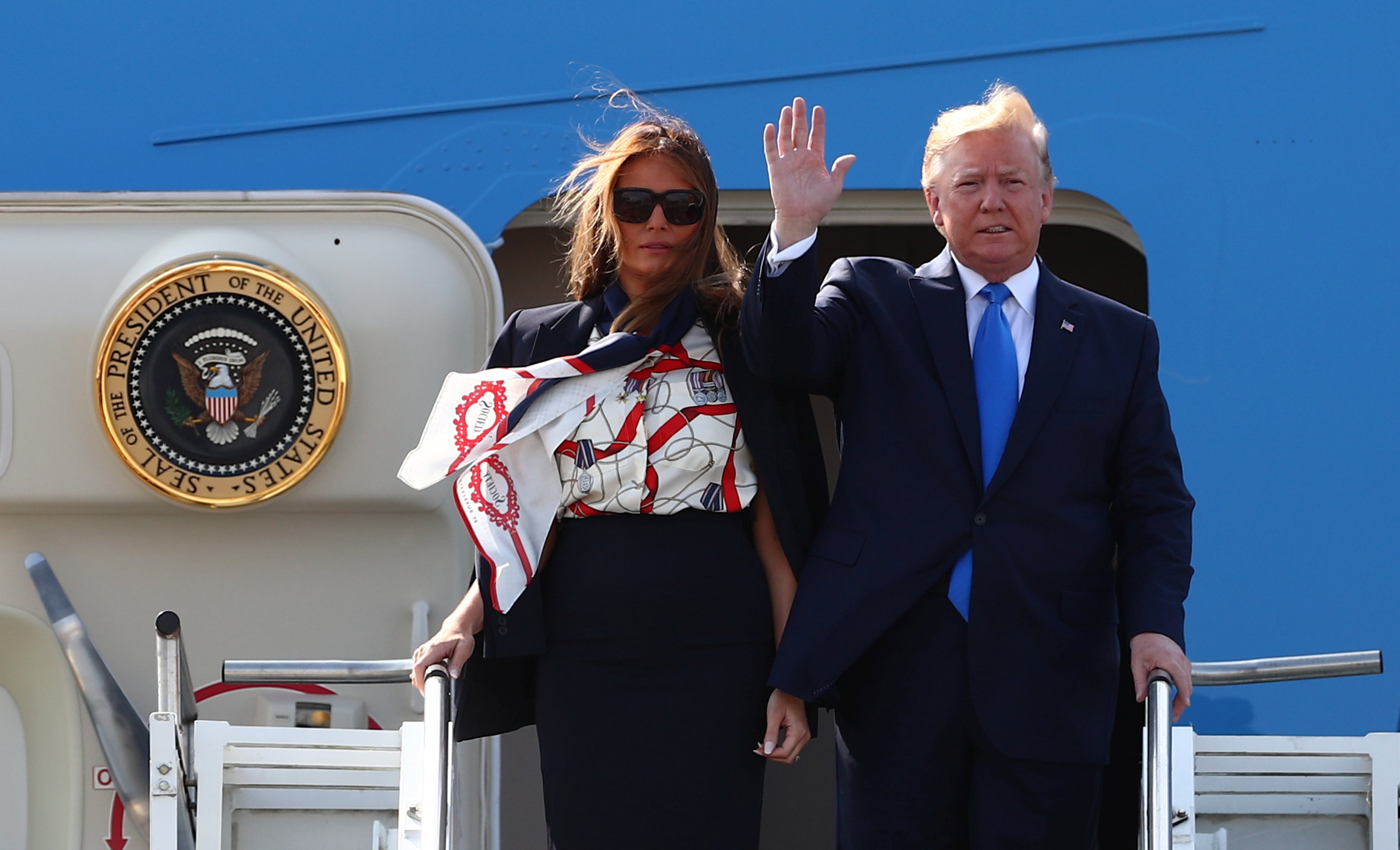 Donald Trump llega a Londres para su visita de Estado al Reino Unido (Fotos)