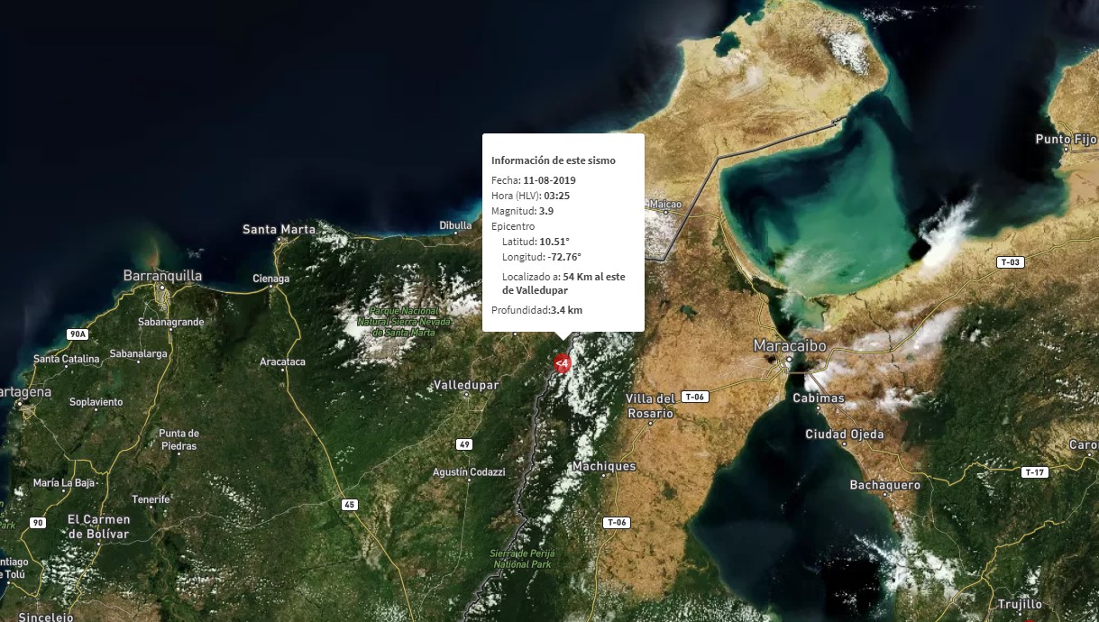 Sismo de magnitud 3.9 sacude Valledupar