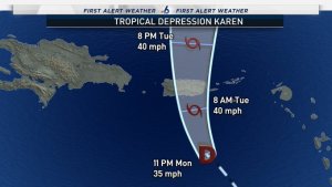 Tormenta Karen descarga fuerte lluvia en Puerto Rico e Islas Vírgenes estadounidenses