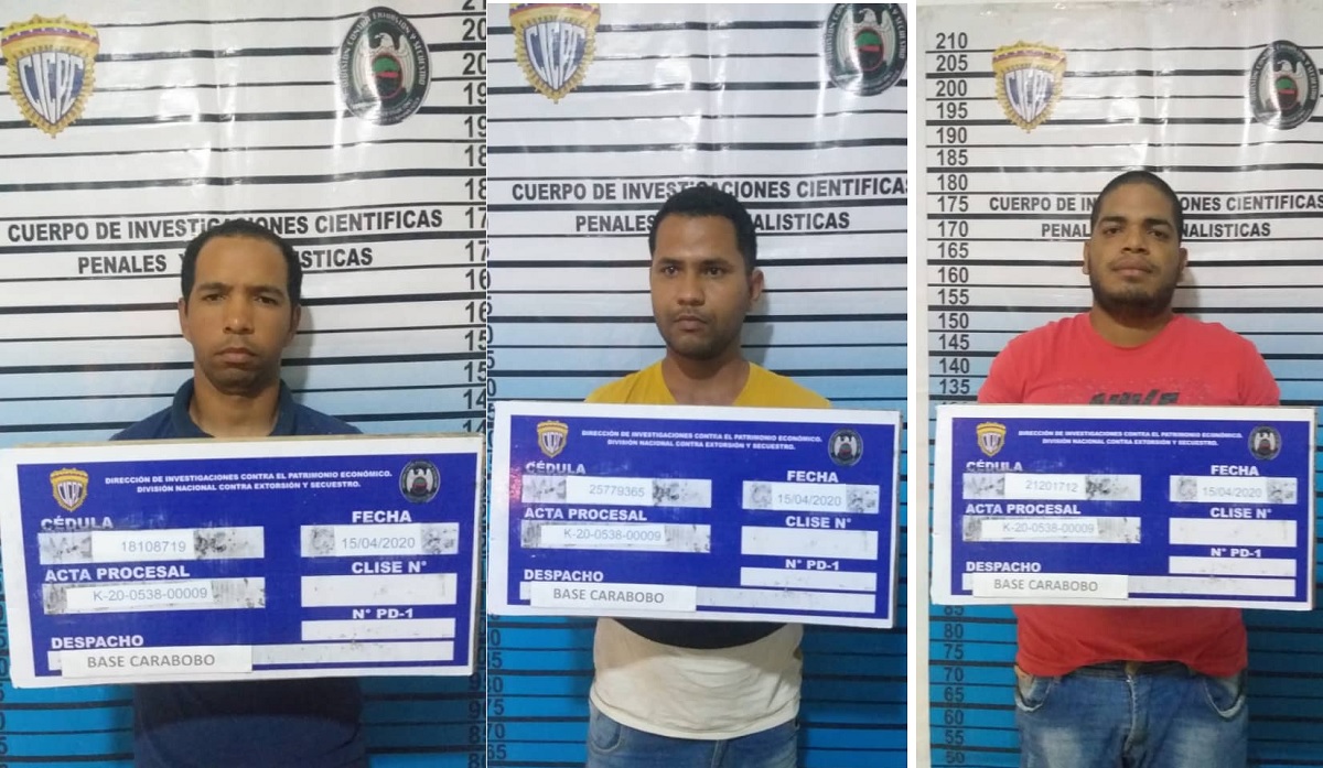 Detienen a tres sujetos por presuntamente extorsionar a transportistas en Puerto Cabello