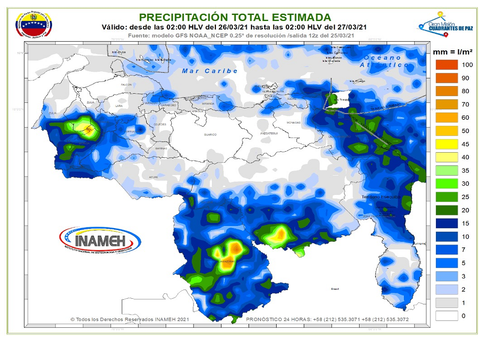 El estado del tiempo en Venezuela este viernes #26Mar, según el Inameh