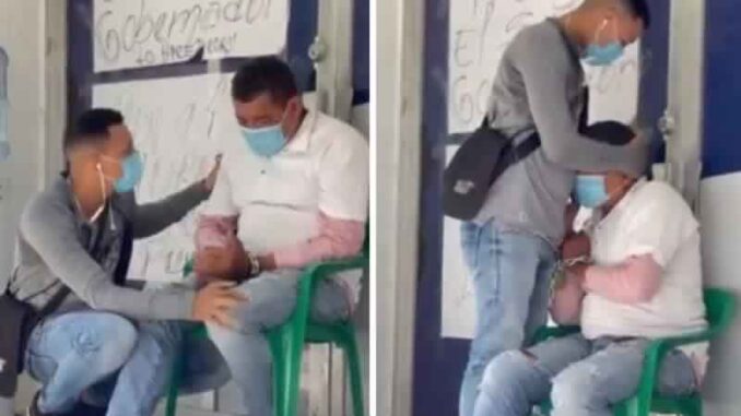 Conmovedor VIDEO: Hijo consuela a su padre, encadenado para exigir pagos que le adeuda un hospital