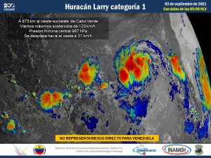 Inameh detalló la trayectoria del huracán Larry de categoría 1