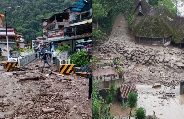 Desborde de dos ríos en Machu Picchu bloquea vías de tren, inunda viviendas y deja incomunicados a cientos de turistas (FOTOS)