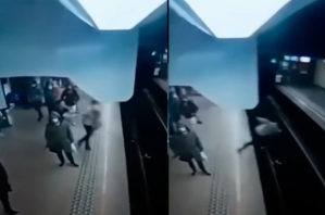 Imágenes aterradoras: hombre empujó a mujer a las vías del metro en Bélgica y se salvó de ser arrollada (Video)