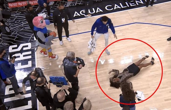 VIRAL: Reconocida reportera sufrió una aparatosa caída en tacones tras entrevistar a un jugador de la NBA (VIDEO)