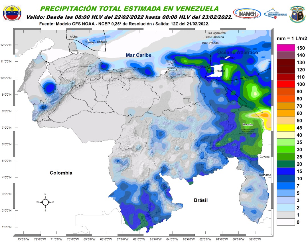 Inameh prevé nubosidad y lluvias en varios estados de Venezuela #22Feb
