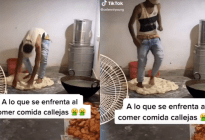 ¡Asco! Hombre prepara masa de empanadas con los pies y causa indignación en las redes (VIDEO)