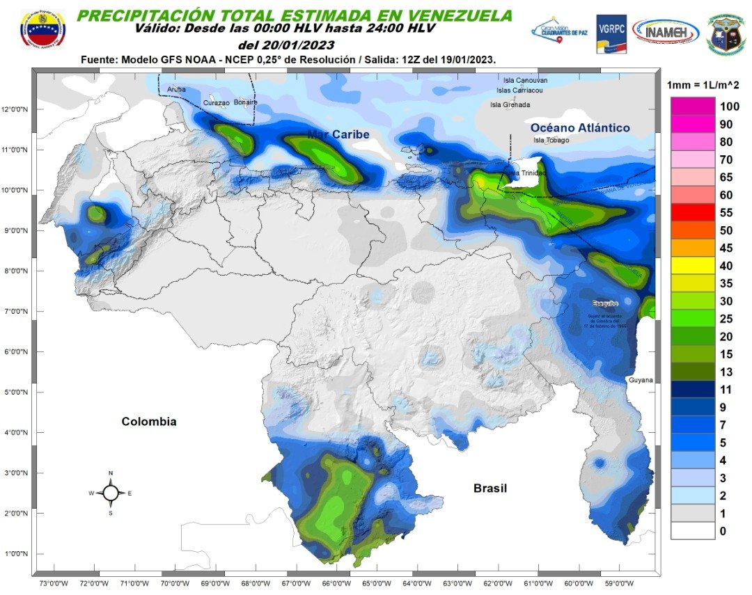 El estado del tiempo en Venezuela este #20Ene, según Inameh