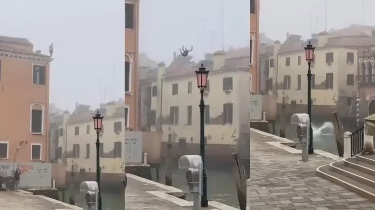 Impactante VIDEO: un hombre saltó desde un edificio de tres pisos hacia el Gran Canal de Venecia