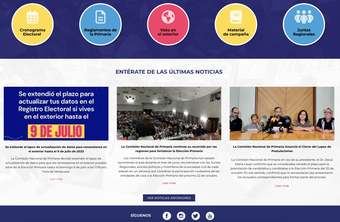 Comisión Nacional de Primaria estrena página web para ampliar alcance dentro y fuera de Venezuela
