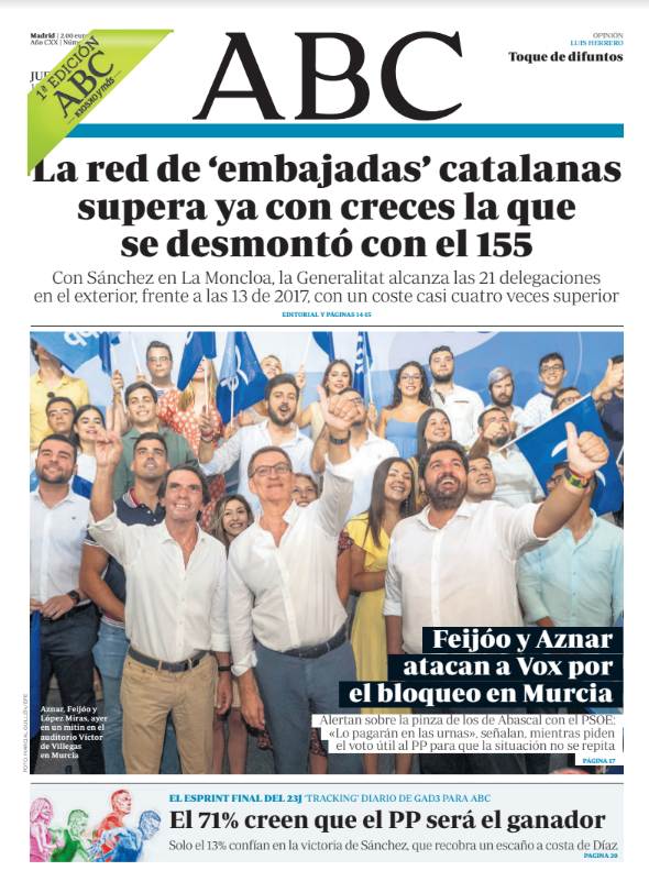 Portadas de la prensa internacional de este jueves 13 de julio de 2023