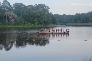 VIDEO de espanto: Fueron a nadar a un lago de Texas y quedaron acorralados por un cocodrilo