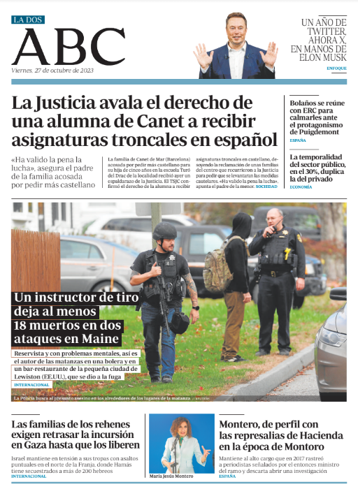 Portadas de la prensa internacional de este viernes 27 de octubre de 2023